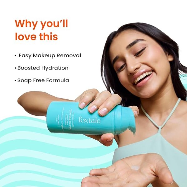 foxtale gentle hydrating face wash with hyaluronic acid, vitamin b5 | deep pore cleansing | dirt control | make up remover | cleanser for men & women | all skin types | 100 ml