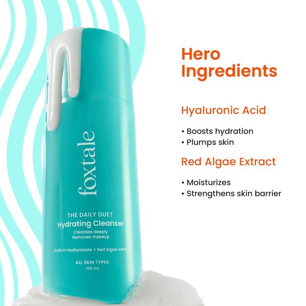 foxtale gentle hydrating face wash with hyaluronic acid, vitamin b5 | deep pore cleansing | dirt control | make up remover | cleanser for men & women | all skin types | 100 ml